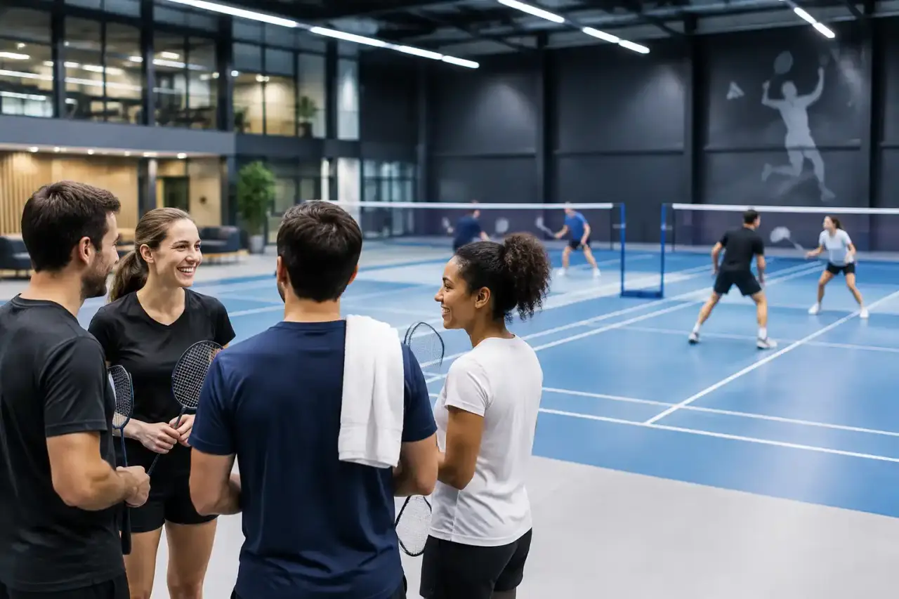 Séminaire d'entreprise sur des courts de badminton professionnels