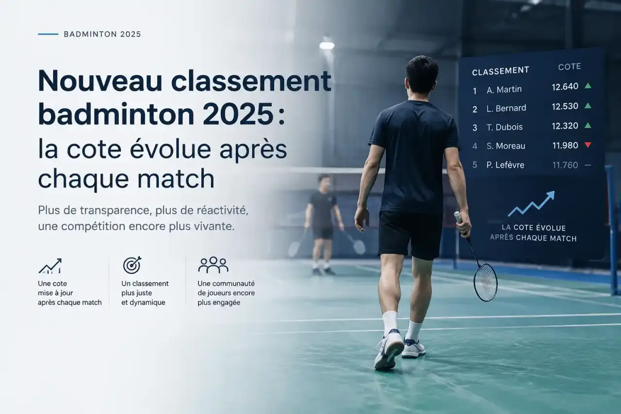 Nouveau classement badminton 2025 : la cote évolue après chaque match