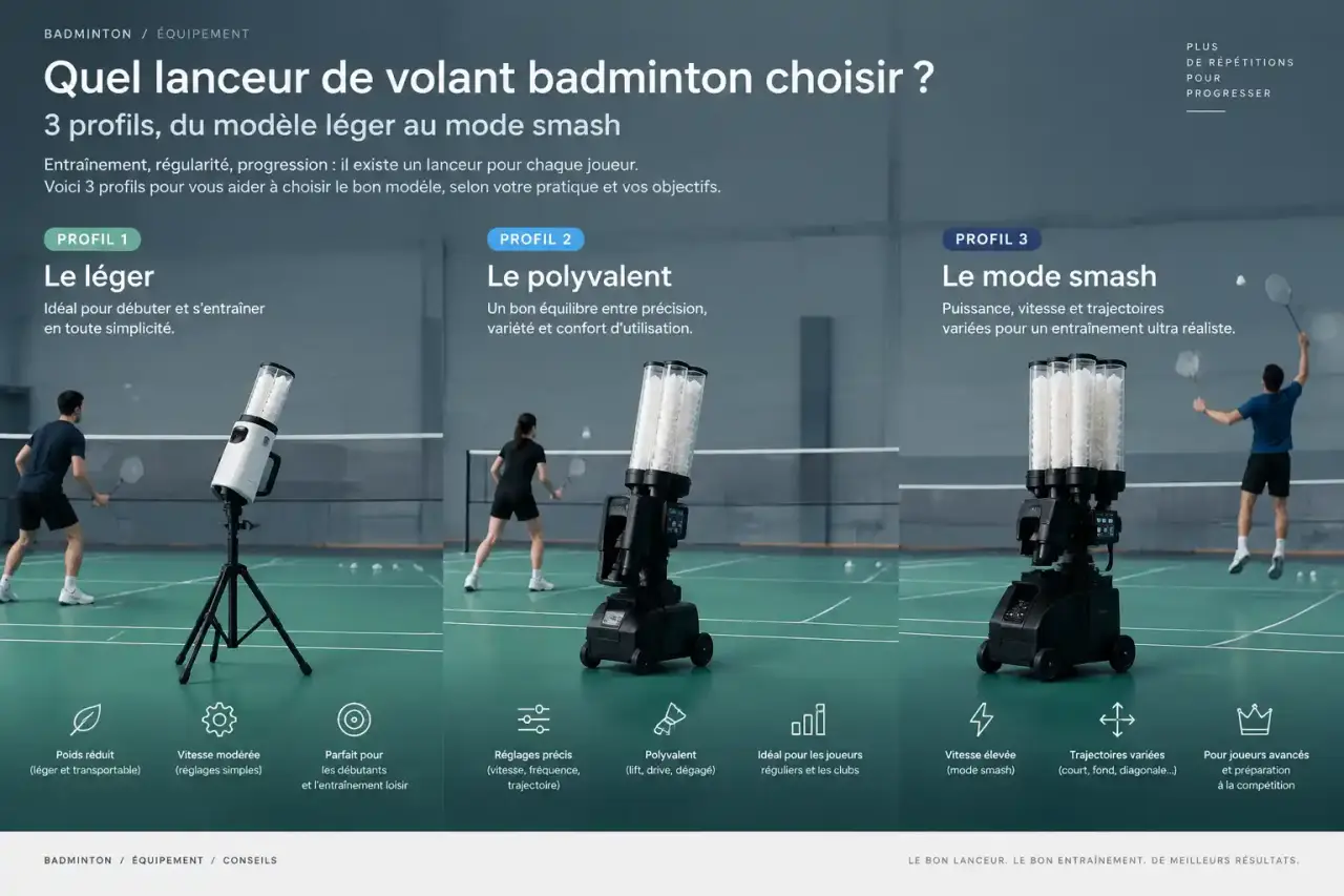 Quel lanceur de volant badminton choisir ? 3 profils, du modèle léger au mode smash