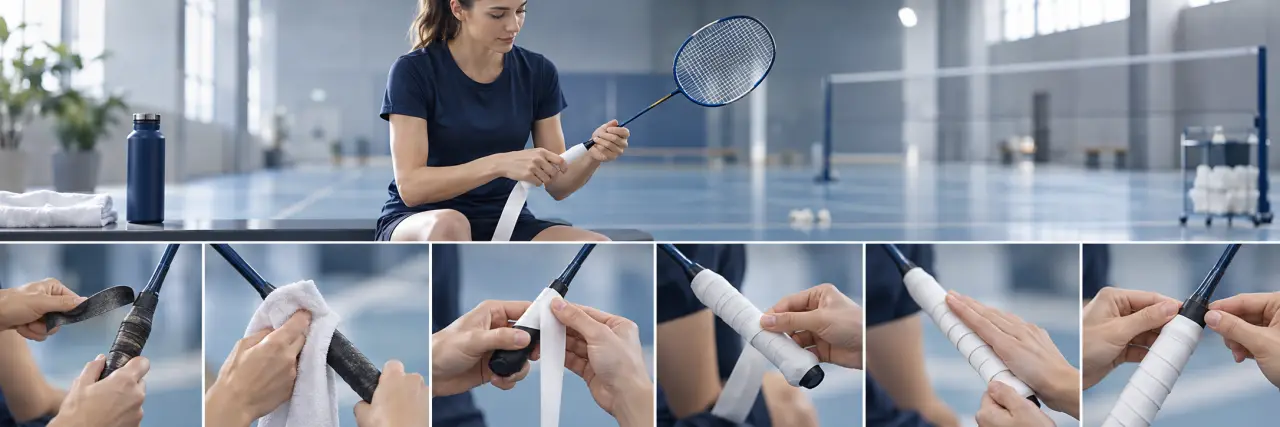 Changer le grip d’une raquette de badminton : 6 gestes pour éviter les plis et le glissement