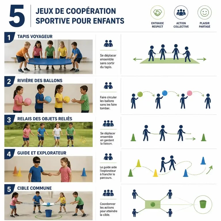 Jeu de coopération sport : cinq activités physiques collectives pour enfants