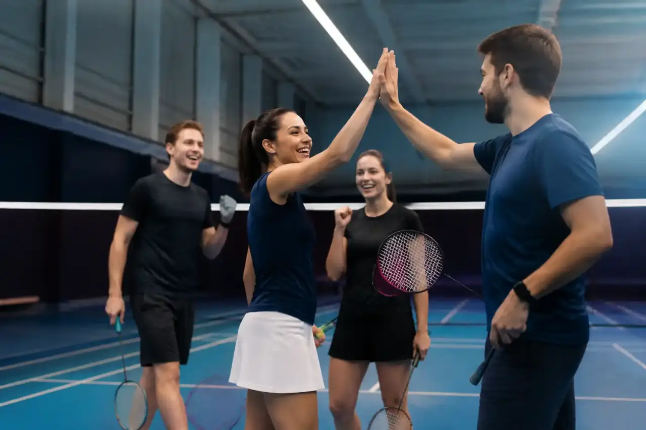 Terrain de badminton moderne dans un complexe d'entreprise