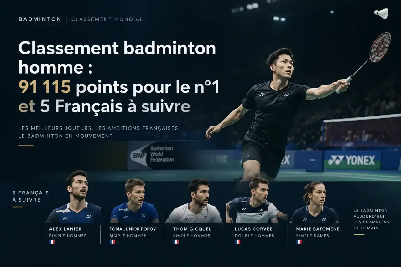 Classement badminton homme : 91 115 points pour le n°1 et 5 Français à suivre